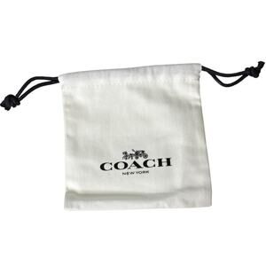 Coach Drawstring Gift Bag White Canvas with Black Logo